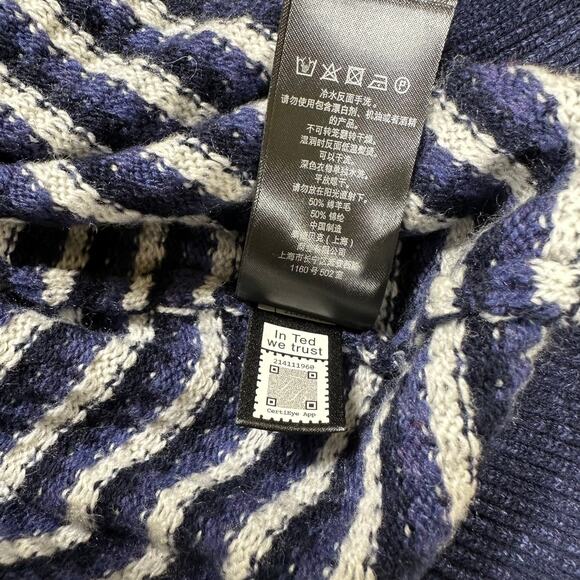 Ted Baker NWT Navy Blue Riber Roll Neck Wool Jumper Turtleneck Sweater Sz 6 XXL - Picture 8 of 10